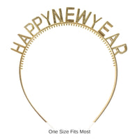 24 Pack Bulk Gold Happy New Year Headbands