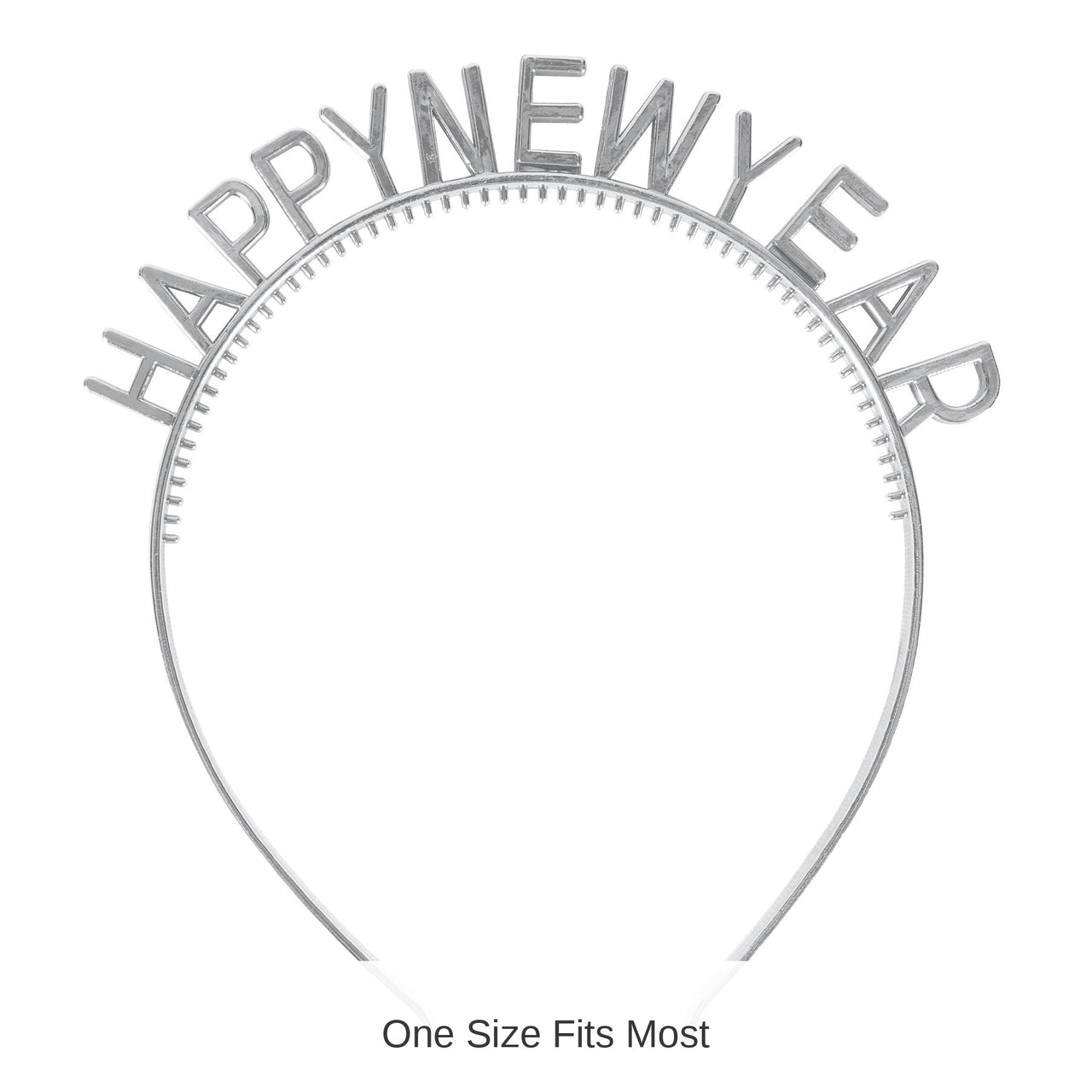 24 Pack Bulk Silver Happy New Year Headbands