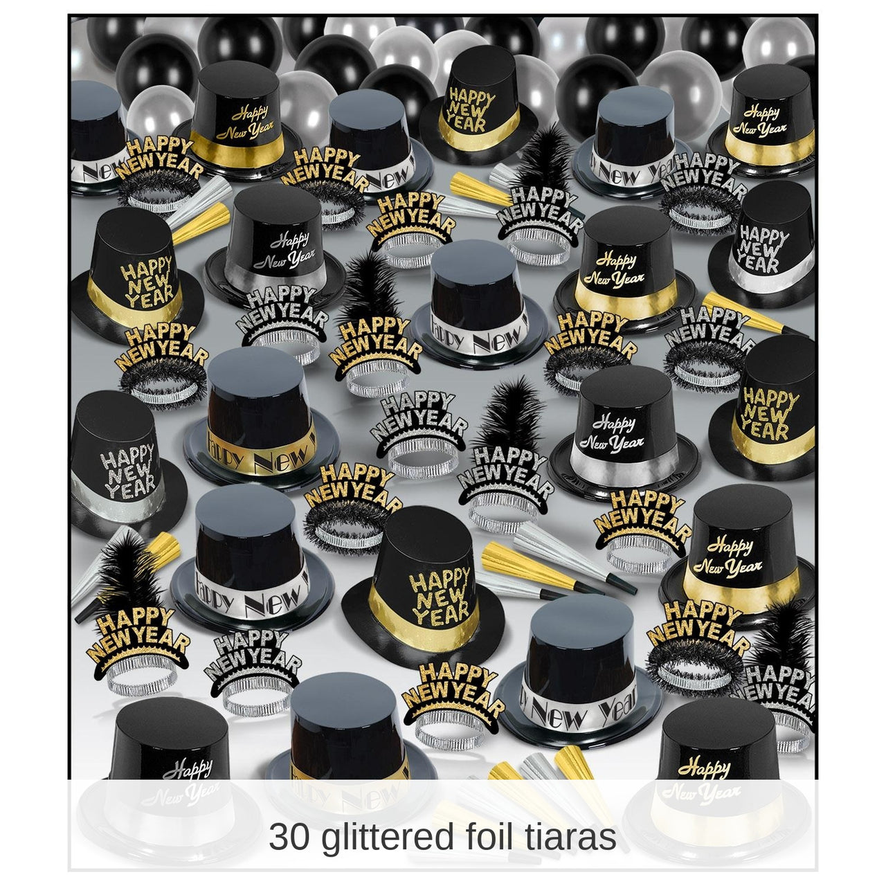 Silver Gold Super Deluxe New Year's Eve Party Kit for 100 People