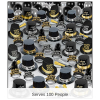 Silver Gold Super Deluxe New Year's Eve Party Kit for 100 People
