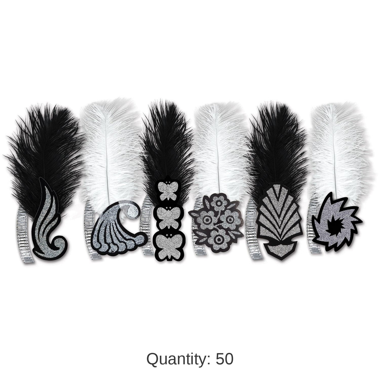 50 Pack Bulk New Year's Eve Black/White Roaring 20's Tiara