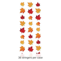 36 Piece Bulk Thanksgiving Deluxe Fabric Autumn Leaves Stringers