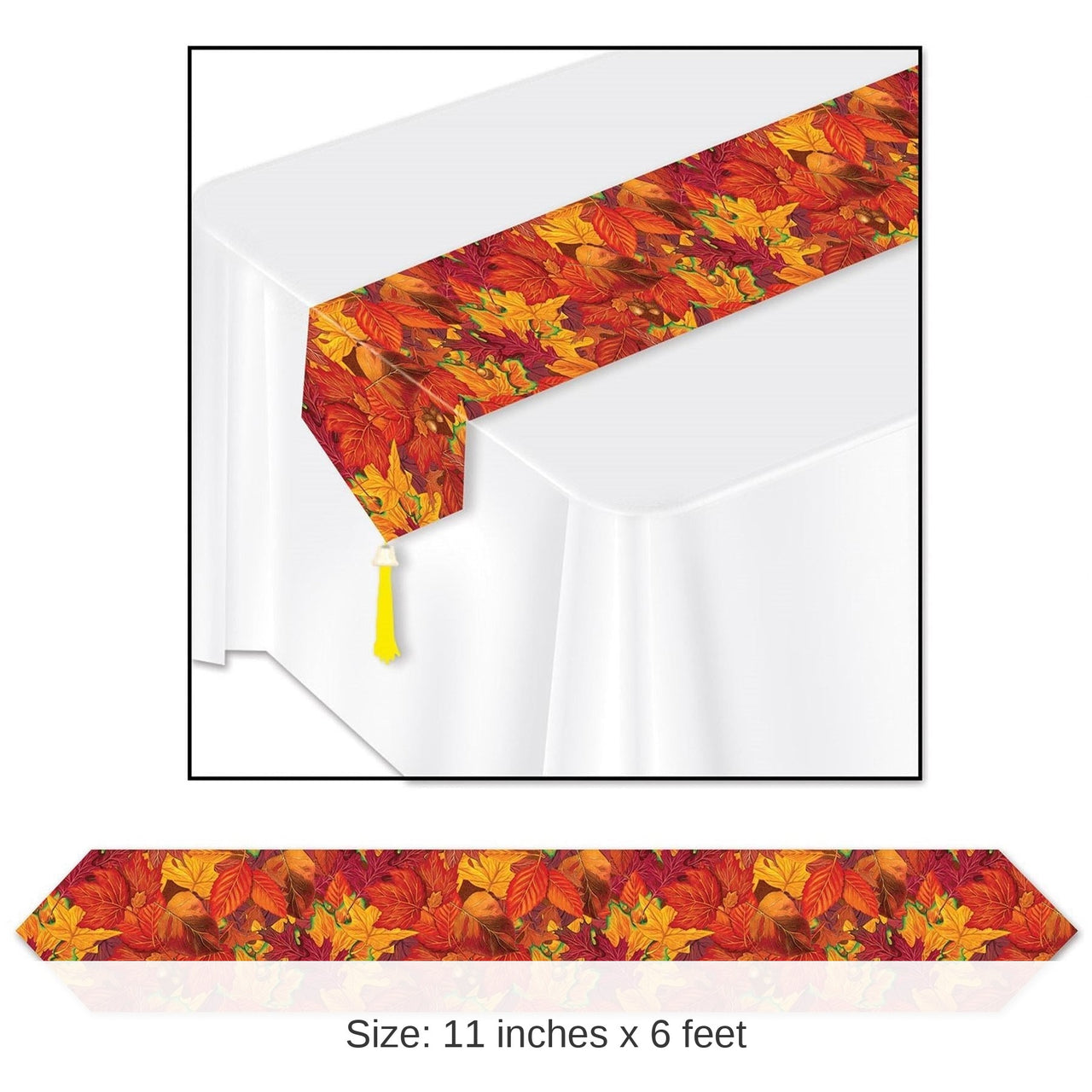 12 Pack Bulk Thanksgiving Printed Fall Leaf Paper Table Runner