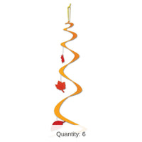 6 Pack Bulk Thanksgiving Felt Fall Leaf Whirl