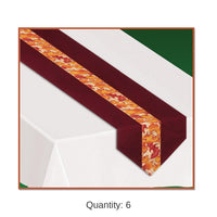 6 Pack Bulk Thanksgiving Autumn Leaves Fabric Table Runner