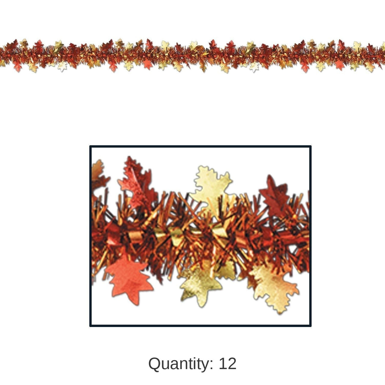 12 Pack Bulk Thanksgiving Metallic Autumn Leaf Garland