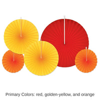 60 Piece Bulk Thanksgiving Accordion Paper Fans - Asst golden-yellow - orange - red