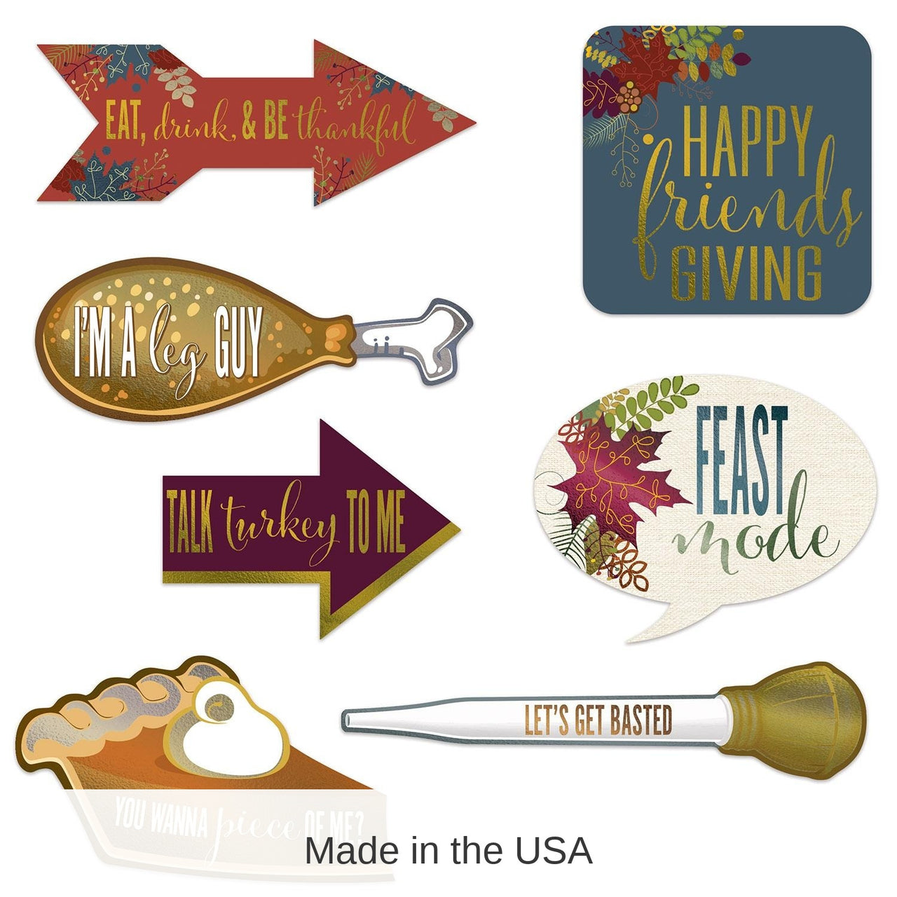 84 Piece Bulk Foil Friendsgiving Photo Fun Signs
