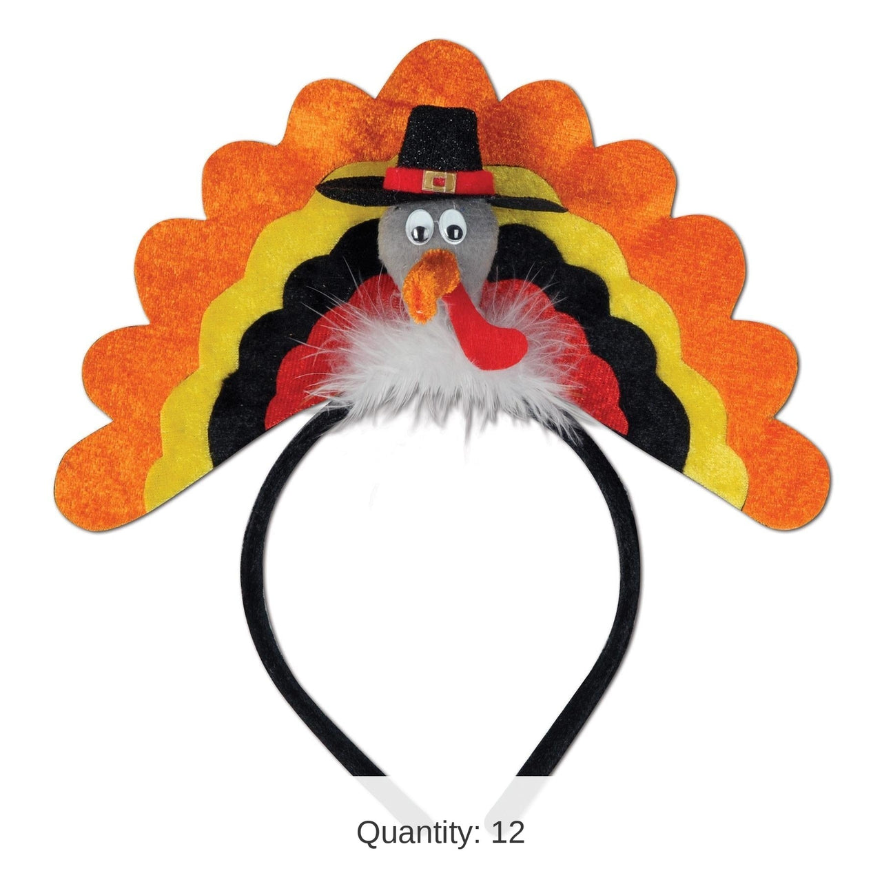 12 Pack Bulk Thanksgiving Turkey Headband