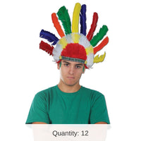 12 Pack Bulk Thanksgiving Native American Headdress