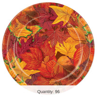 96 Pack Bulk Thanksgiving Fall Leaf Paper Plates 9 inch