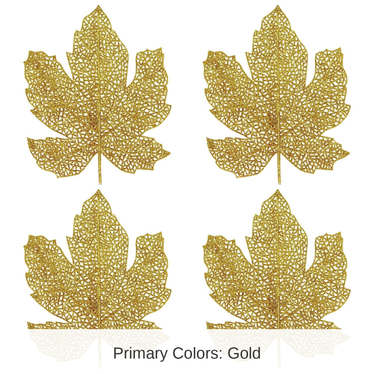 48 Piece Bulk Thanksgiving Glittered Fall Leaves