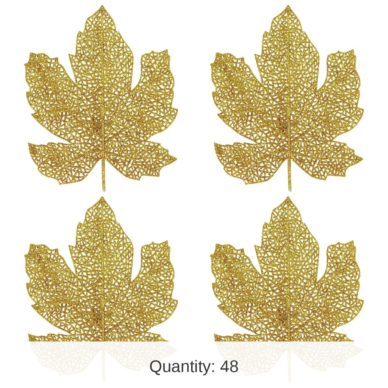 48 Piece Bulk Thanksgiving Glittered Fall Leaves