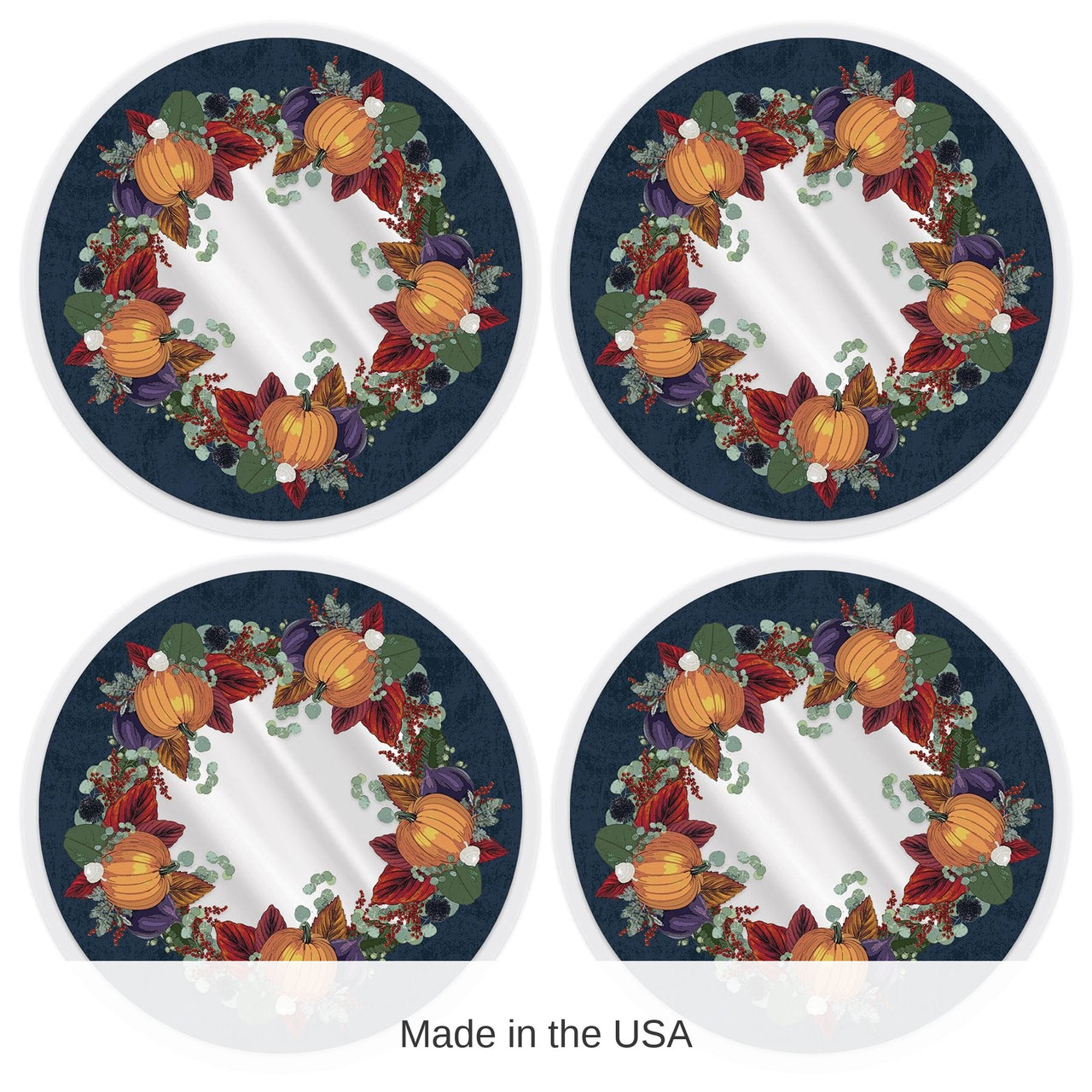 48 Pack Bulk Plastic Fall Thanksgiving Round Placemats
