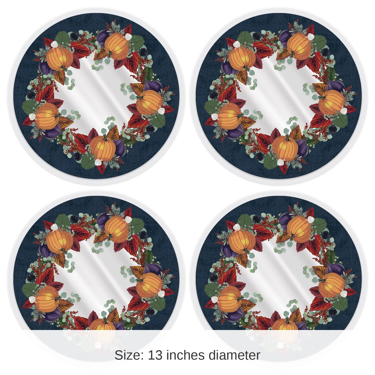 48 Pack Bulk Plastic Fall Thanksgiving Round Placemats