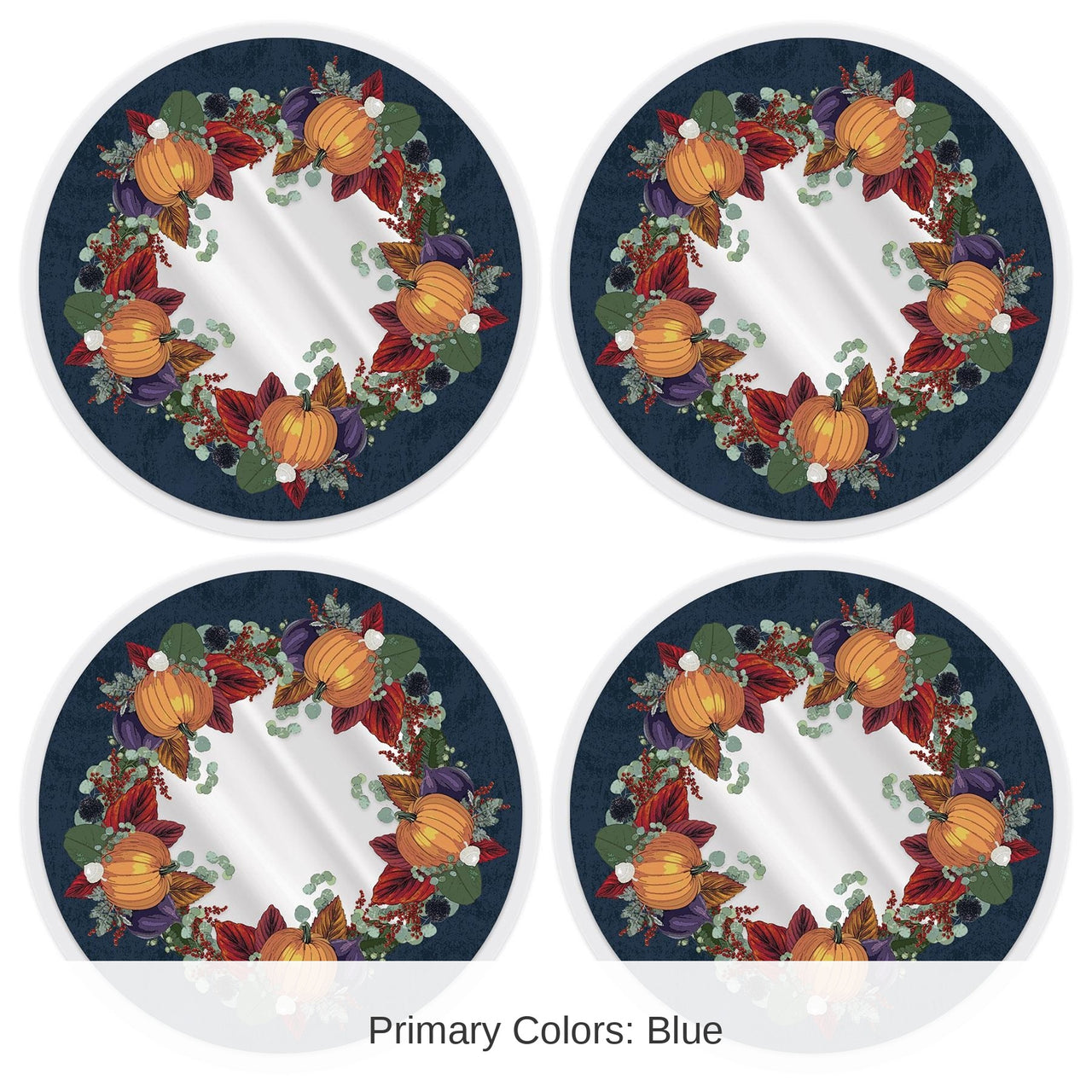 48 Pack Bulk Plastic Fall Thanksgiving Round Placemats