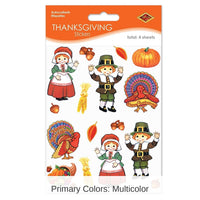 12 Packs Bulk Thanksgiving Pilgrim/Turkey Stickers 4/Pack