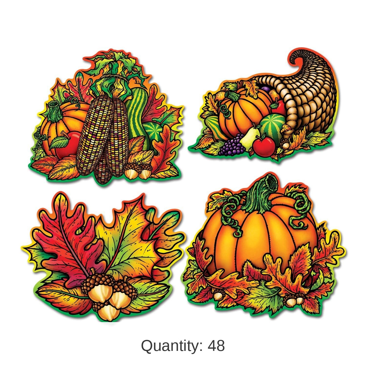 48 Pack Bulk Thanksgiving Packaged Autumn Splendor Cutouts