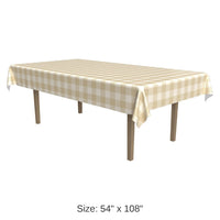 12 Pack Bulk Thanksgiving Plaid Tablecover - Beige/Cream