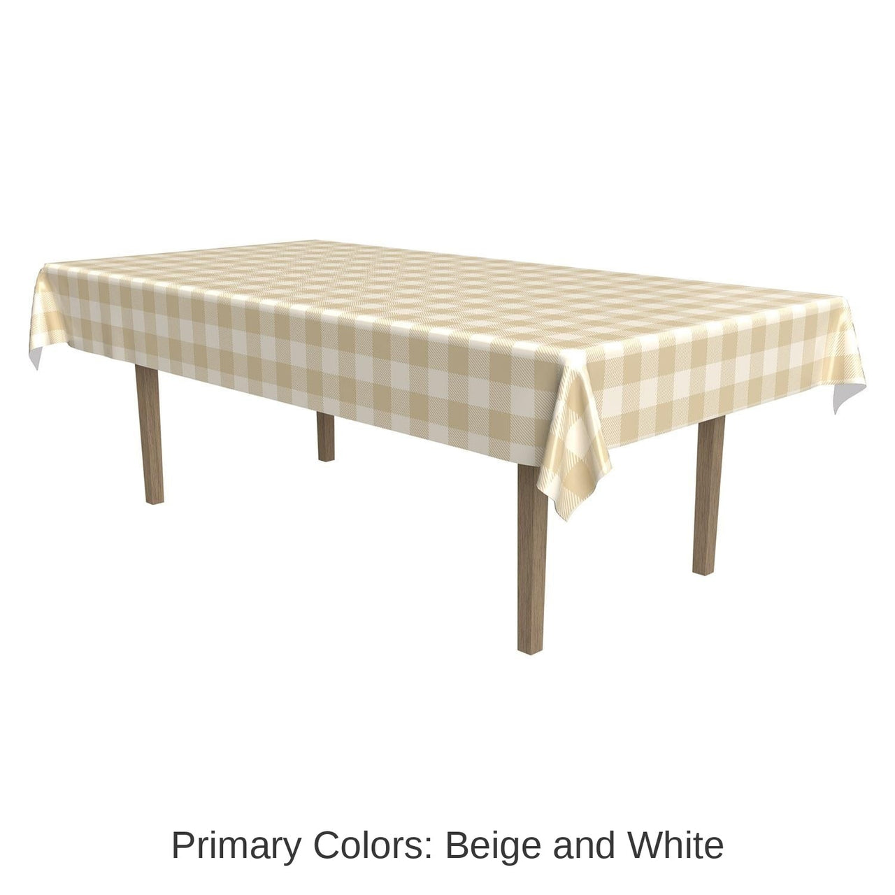12 Pack Bulk Thanksgiving Plaid Tablecover - Beige/Cream