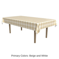 12 Pack Bulk Thanksgiving Plaid Tablecover - Beige/Cream