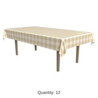12 Pack Bulk Thanksgiving Plaid Tablecover - Beige/Cream