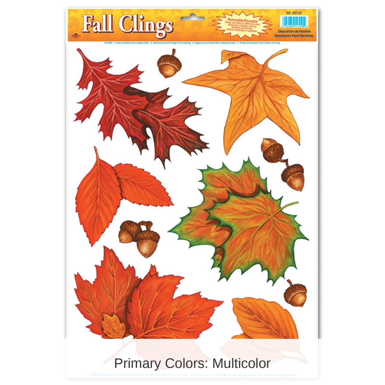 12 Pack Bulk Thanksgiving Fall Leaf Cling Sheets