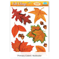 12 Pack Bulk Thanksgiving Fall Leaf Cling Sheets