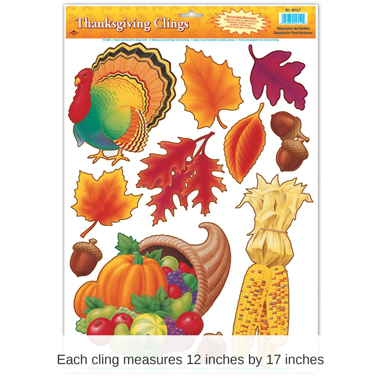 132 Piece Bulk Thanksgiving Clings