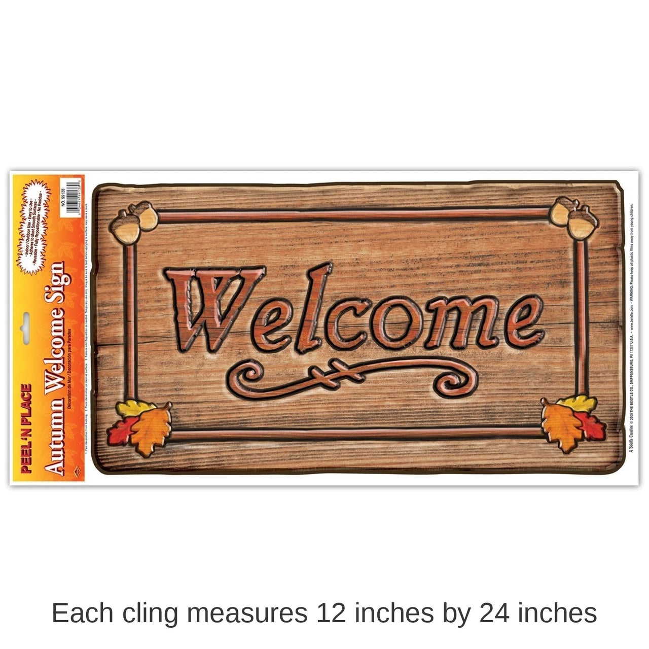 12 Pack Bulk Thanksgiving Autumn Welcome Sign Peel 'N Place Clings