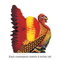 12 Pack Bulk 9 Inch-Thanksgiving Tissue Turkey Centerpiece