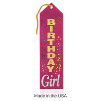 6 Pack Bulk Birthday Girl Award Ribbon- Dark Pink
