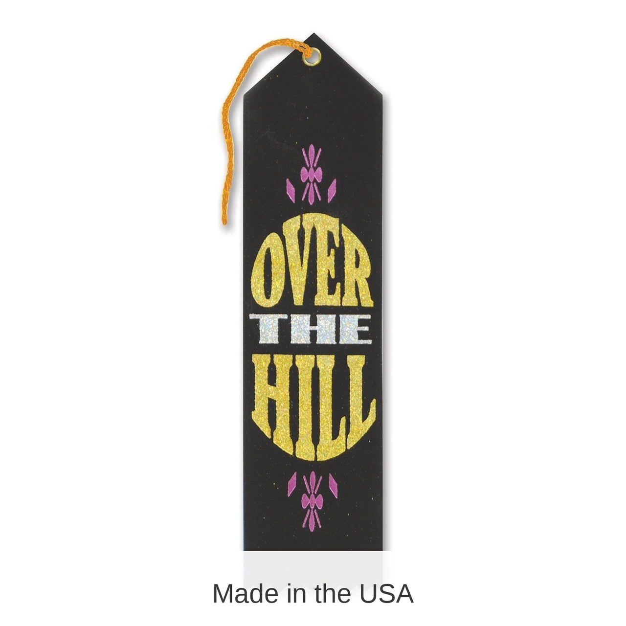 6 Pack Bulk Over The Hill Birthday Award Ribbon- Black and Gold