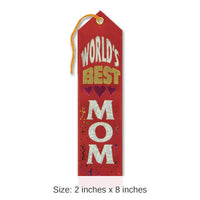 6 Pack Bulk World's Best Mom Mother's Day Award Ribbon - red