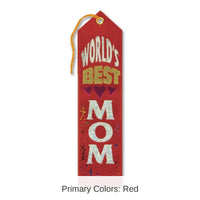 6 Pack Bulk World's Best Mom Mother's Day Award Ribbon - red