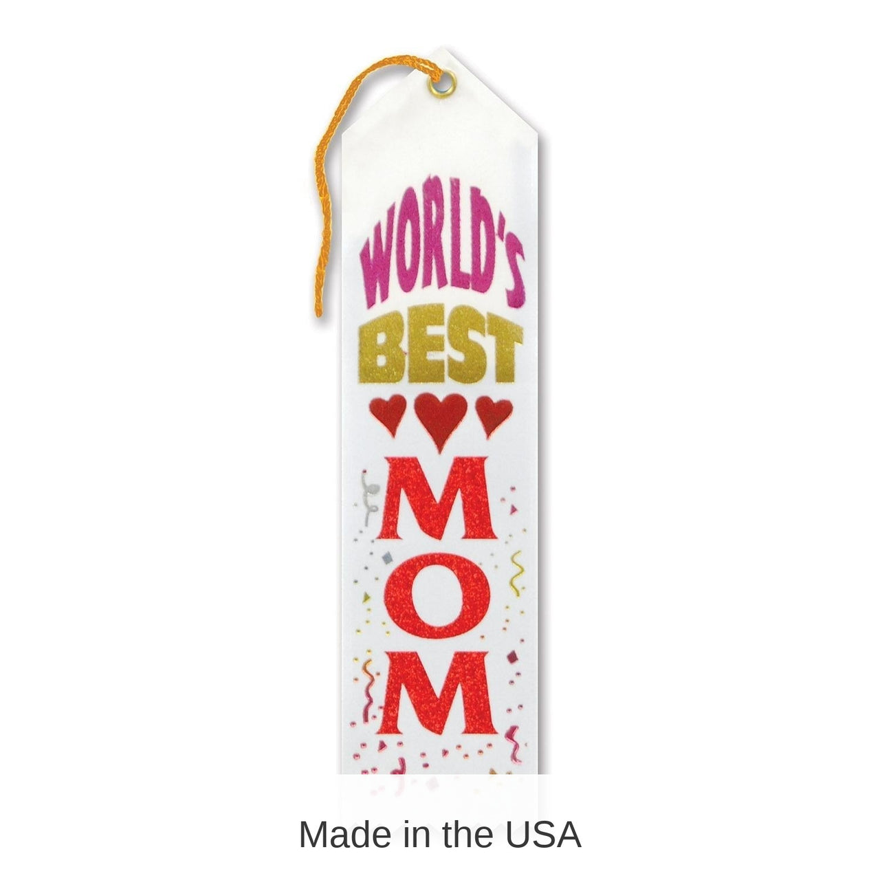 6 Pack Bulk World's Best Mom Mother's Day Award Ribbon - white