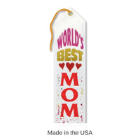 6 Pack Bulk World's Best Mom Mother's Day Award Ribbon - white