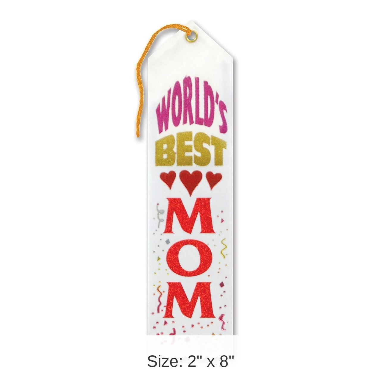 6 Pack Bulk World's Best Mom Mother's Day Award Ribbon - white