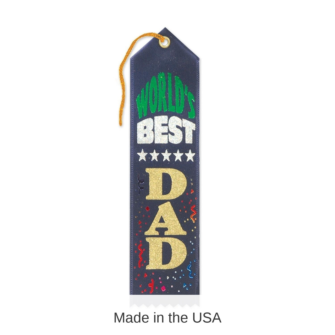 6 Pack Bulk Father's Day World's Best Dad Award Ribbon - navy