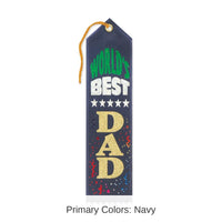 6 Pack Bulk Father's Day World's Best Dad Award Ribbon - navy