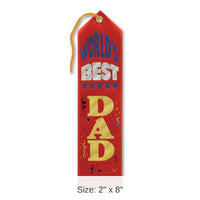 6 Pack Bulk Father's Day World's Best Dad Award Ribbon - red