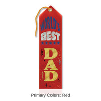 6 Pack Bulk Father's Day World's Best Dad Award Ribbon - red