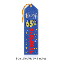 6 Pack Bulk Happy 65th Birthday Award Ribbon