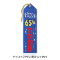 6 Pack Bulk Happy 65th Birthday Award Ribbon