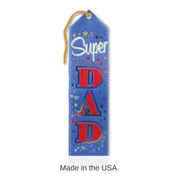 6 Pack Bulk Father's Day Super Dad Award Ribbon - blue