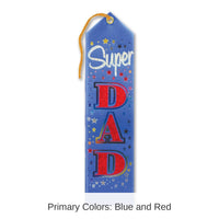 6 Pack Bulk Father's Day Super Dad Award Ribbon - blue