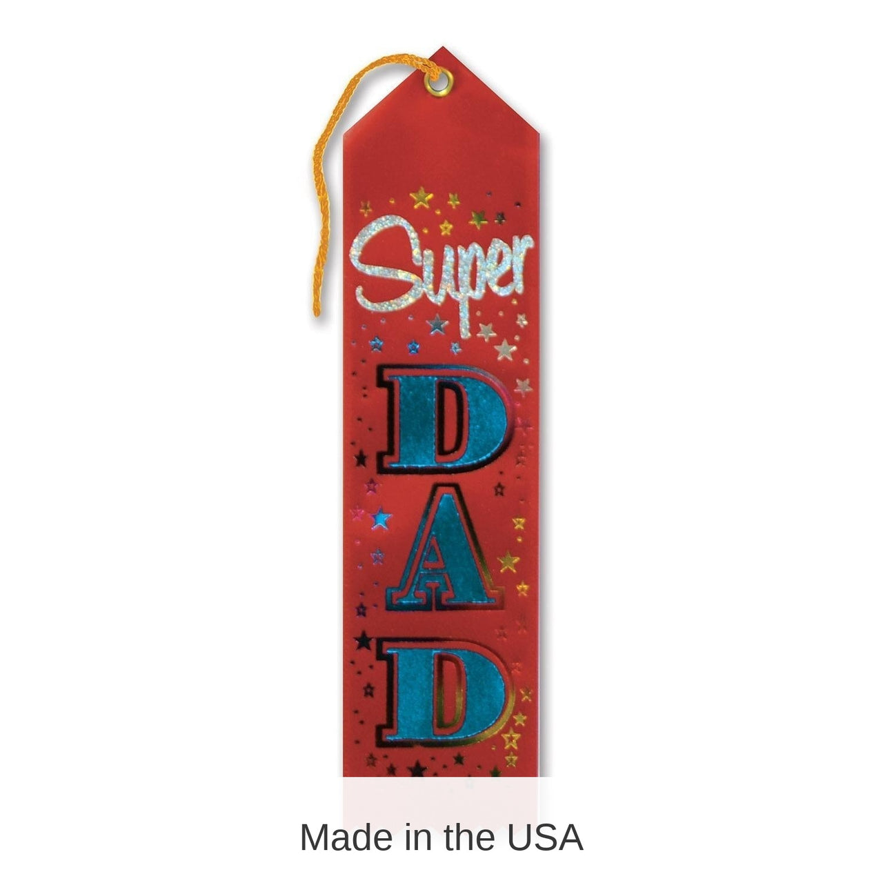 6 Pack Bulk Father's Day Super Dad Award Ribbon - red