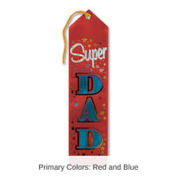 6 Pack Bulk Father's Day Super Dad Award Ribbon - red
