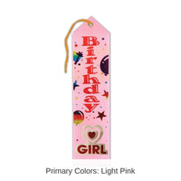 6 Pack Bulk Birthday Girl Award Ribbon- Light Pink