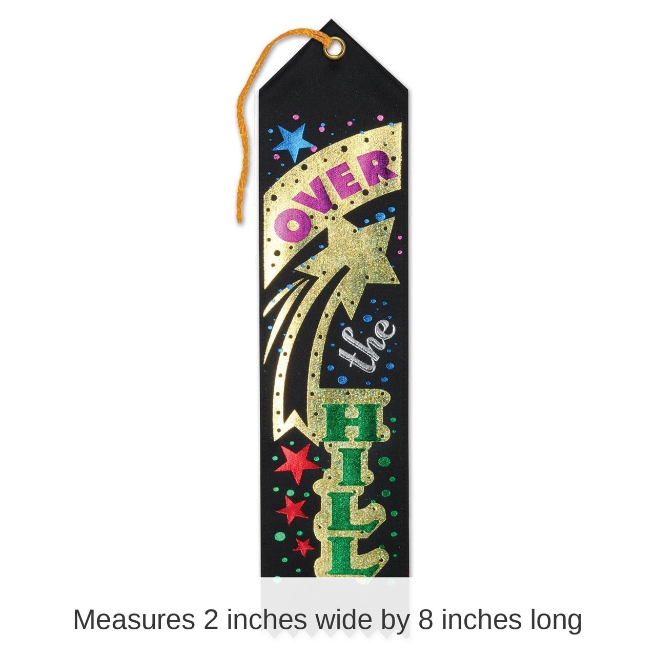 6 Pack Bulk Over The Hill Birthday Award Ribbon- Black with Multicolor